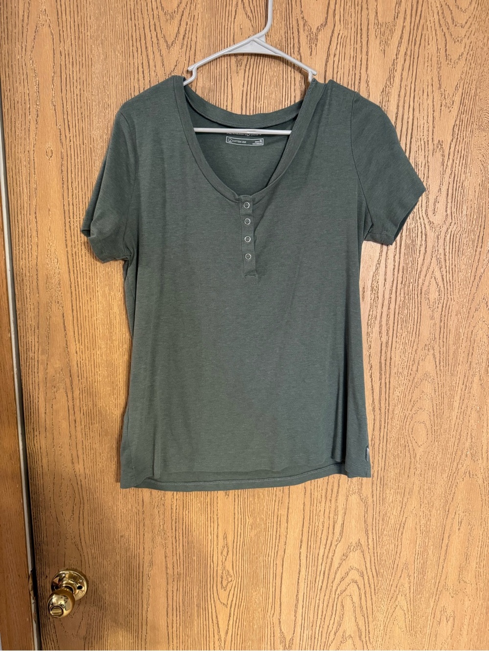Eddie Bauer Short Sleeve Henley Tee - Dark Olive Green